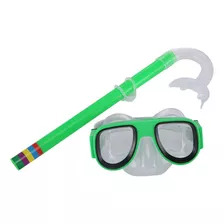 Snorkel Kit Mergulho Infantil Silicone Natação Apneia Verde