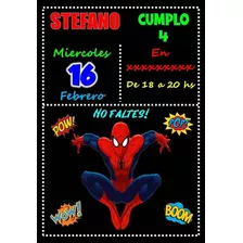 Spiderman Hombre Araña Tarjeta Invitación Digital Imprimible