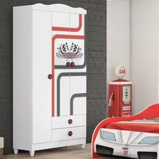 Guarda Roupa Infantil Fast Car Com 3 Portas - Branco