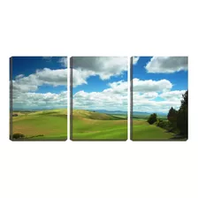 Quadro Decorativo 55x110 Céu Azul Sobre Campo Verde