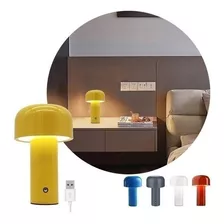 Lámpara Velador Led Recargable Usb Táctil Dimmer 21cm Hongo Color Amarillo Color De La Estructura Amarillo