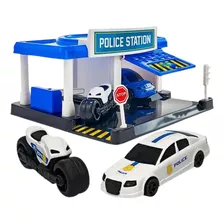 Estação Policial Play City Com 2 Carrinhos Brinquedo Criança