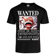 Playera Cartel Wanted Monkey D Luffy One Piece 2022 Negra