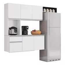 Armario Cozinha Mel 180 Cm Com 6 Portas E 1 Gaveta Cor Branco/preto