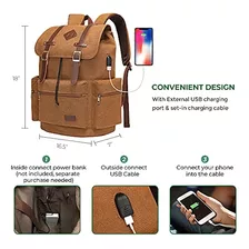 Modoker Mochila De Lona Para Portátil Mochila De Cuero Vinta