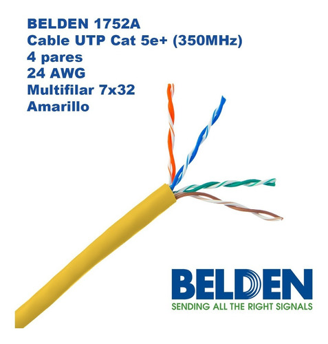 Belden 1752a Cable U/utp Cat5e+ 350mhz 24awg 7x32 100% Cobre