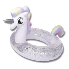 Boia Infantil Inflavel Unicornio C/ Gliter Flutuante Piscina