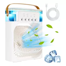 Ventilador De Escritorio Y Humificador Con Luz Led 4 En 1 Estructura Blanco