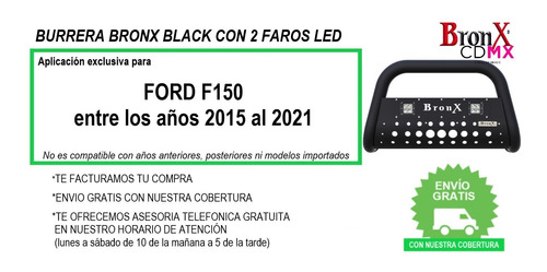 Burrera Bronx Black 2 Faros Ford F150 2015-2021 Foto 9