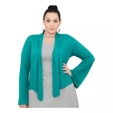 Roupa Feminina Casaco Curto Manga Flare Longa Plus Size 