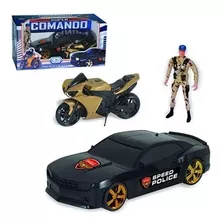 Carrinho E Moto Boneco Policial Militar Brinquedo Infantil