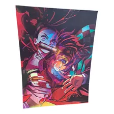 Afiches Plásticos Poster 3d Holografico Demon Slayer Kimetsu