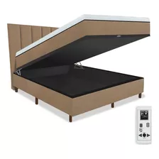 Eco New Colchões Magnético King 1,93x2,03 Massageador Energia Bio Quântica Infra Vermelho Anti Germes Con Cama Box Bau Y Cabeceira Cor Bege