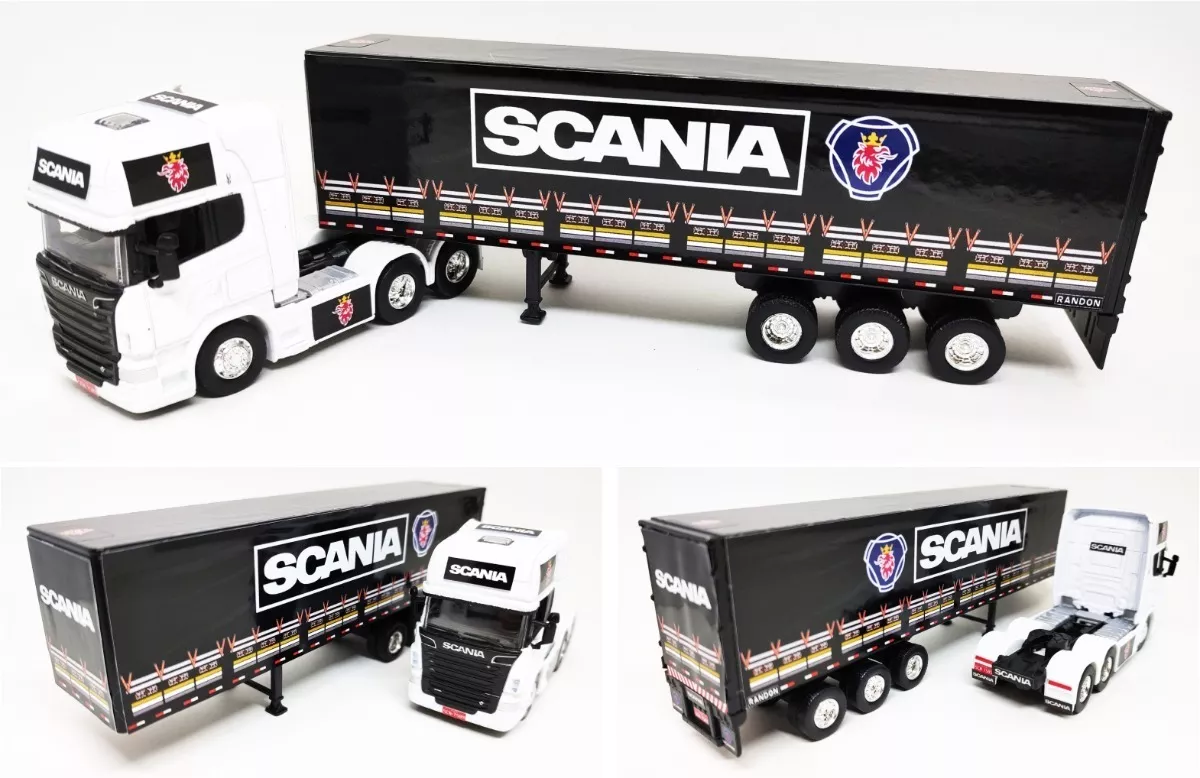 Miniatura Caminhão Scania R730 + Carreta Lona Exclusiva