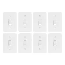 8 Conjuntos Interruptores Simples 1 Tecla Espelho Branco 4x2