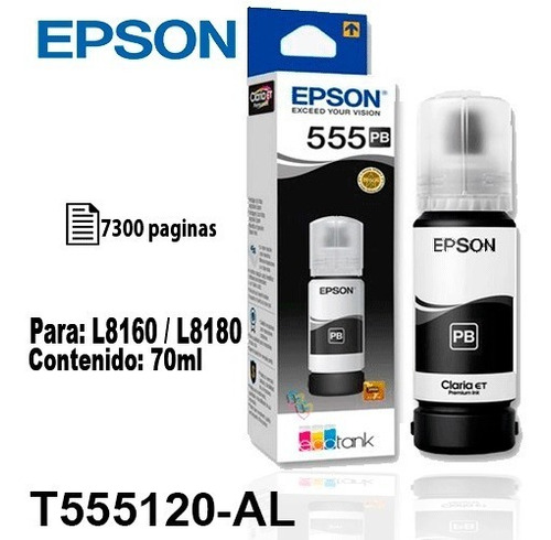Tinta Epson T555 555 Negro Fotográfica Original P/l8160/8180