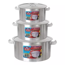 Set X3 Cacerolas Gastronomicas Aluminio N° 22 26 34 Alumar 