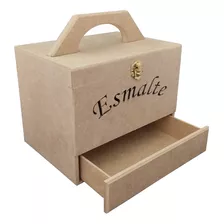 Maleta De Esmalte Portátil Porta 35 Esmaltes Em Mdf Cru