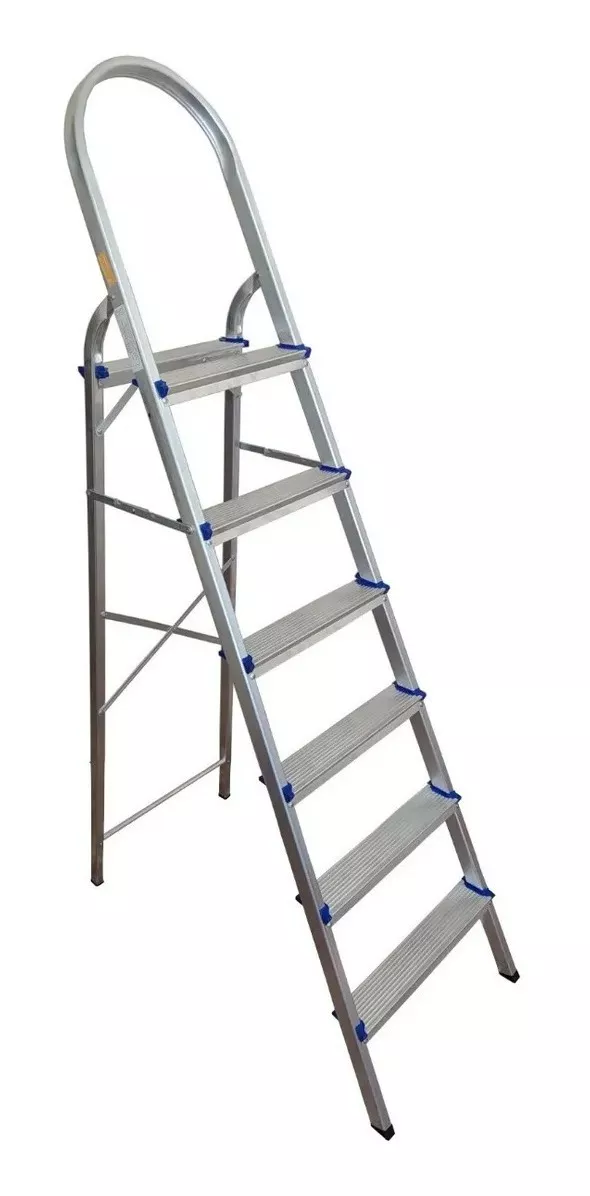 Escada De Alumínio Tesoura Real 006 Prateado/azul