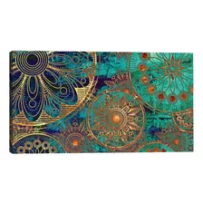 Quadro Decorativo Mandala Azul 70x100 Cor Azul-turquesa Cor Da Armação N/a