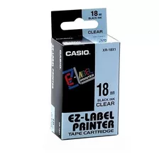 Cinta Para Rotuladora Casio Xr-18x1 Clear Tape Black Ink.