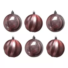 Cromus Bolas Natalinas P/árvore Natal Rosa Claro 8 Cm C/6 U