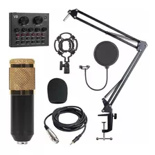 Kit Micrófono Condensador Bm800 Brazo Tarjeta Sonido V8