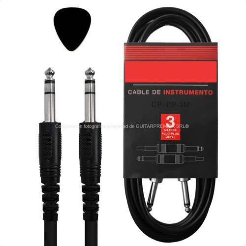 Cable Plug 3 Metros Profesional Instrumento Guitarra Bajo
