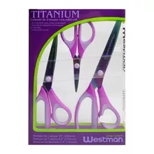 Conjunto De Tesouras Titanium Westman Com 3 Peças