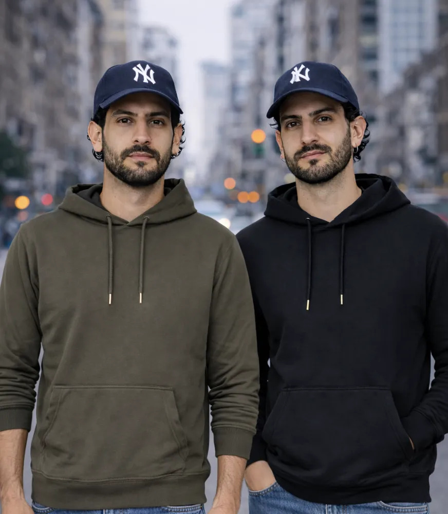 Pack X 2 Buzo Friza Hombre Canguro Con Capucha 9 Customs Ba