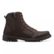 Bota Coturno Masculino Com Ziper Couro Legitimo