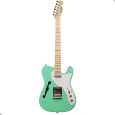Guitarra Elétrica Semi-hollow Waldman Gte-300 LG Light Green Cor Azul Esverdeado Orientação Da Mão Destro
