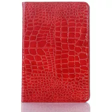 Funda Para iPad Mini 5 4 De 7.9 Dmaos Cuero Cocodrilo Rojo
