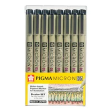 Set 8 Marcadores Sakura Pigma Micron Colores Punta 05