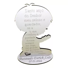 10 Menino Oração Santo Anjo Em Mdf Branco 10cm