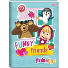 Caderno Brochura 80fls Masha E O Urso Cd Univ Azul Jandaia