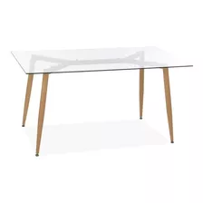 Mesa Comedor De Vidrio Eames 130x80 Cm Vidrio Templado