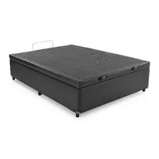 Cama Box Baú Viúva + Colchão Molas Ensacadas Ecoflex 120x198 Cor Corino Preto