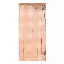 Cortina Metalizada Quadriculada Rose Gold Painel 1x2 Metros