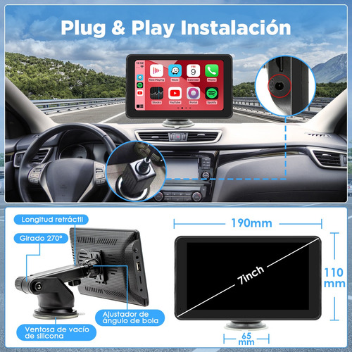 Estreo Inalmbrico 7  Carplay Y Android Auto Bt Fm Cmara Foto 9