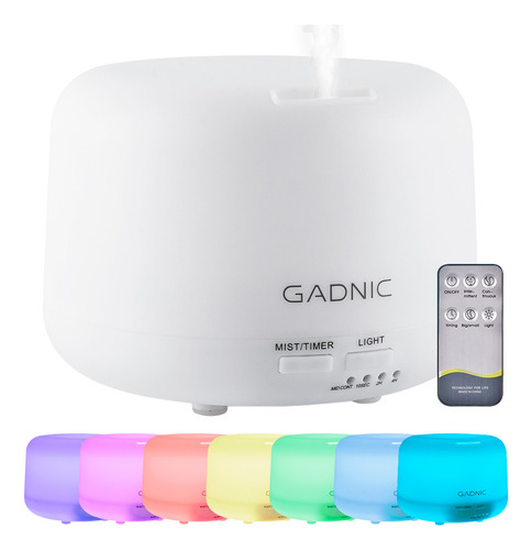 Difusor Aromatico Gadnic Humidificador Ultrasónico Luz Led Color Blanco