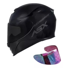 Capacete Moto Asx Eagle Monocolor Preto + Viseira Extra