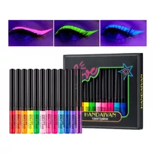 12 Delineadores Luz Uv Neon Balada Olho De Gatinho Colorido