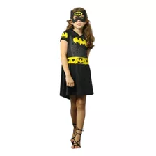 Fantasia Infantil Menina Batgirl C/ Capa E Mascara 