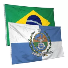 Bandeira Do Rio De Janeiro + Do Brasil Grandes Cores Fortes