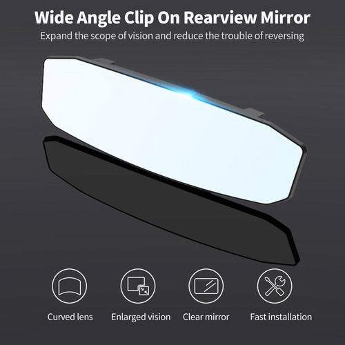 Espejo Retrovisor Gran Angular Curvo Convexo Con Clip Foto 2