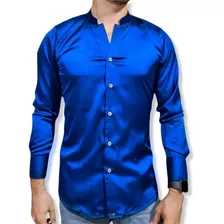 Camisa Hombre Manga Larga Cuello Mao/ Cuello Neru Premium 