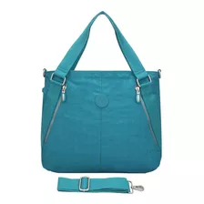 Bolsa Feminina Grande Nylon Alca Transversal Vvt 2520 Cor Verde-água