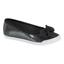 Sapatilha Infantil Molekinha Slipper Laço Brilho - Preto