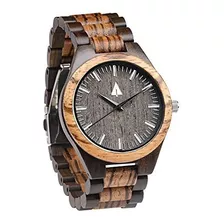 Reloj De Hombre Treehut Zebrawood Y Ébano De Madera Con Cier